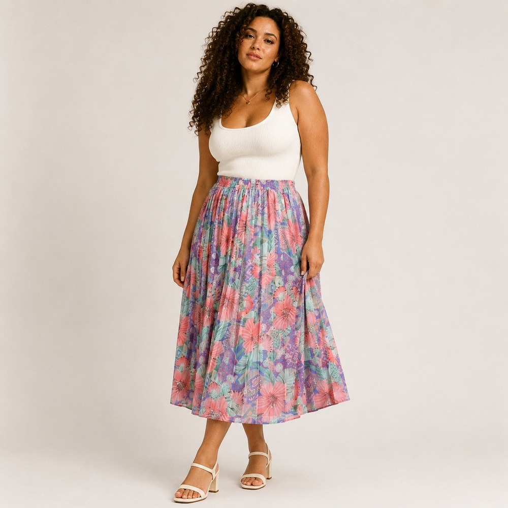 Vintage Alfred Dunner Vintage Floral Pleated Midi Skirt 16
